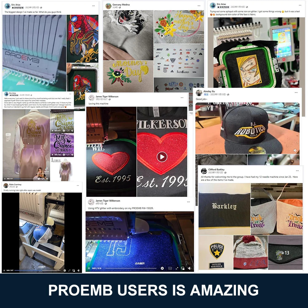 PROEMB Máquina de Bordado Industrial de Serviço Pós-Venda Profissional de Alta Qualidade