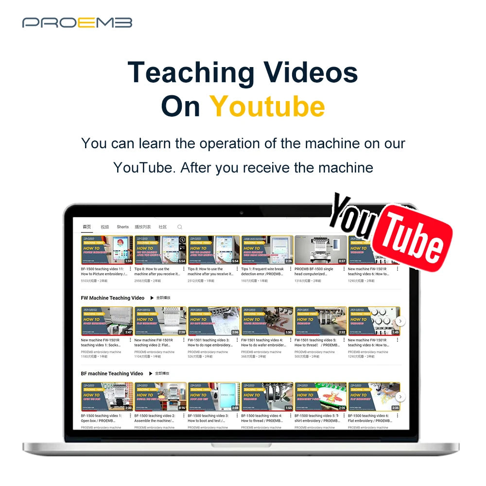 PROEMB Máquina de Bordado Industrial de Serviço Pós-Venda Profissional de Alta Qualidade